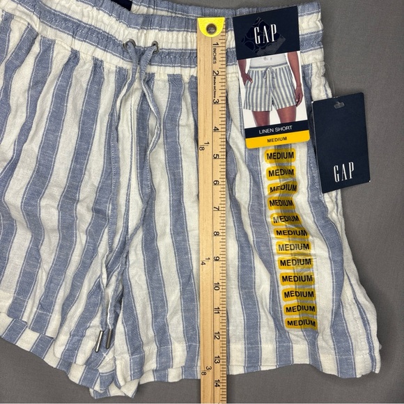 Gap Lightweight Linen Shorts White Blue English Manor Stripes Drawstring Size M - Picture 9 of 12